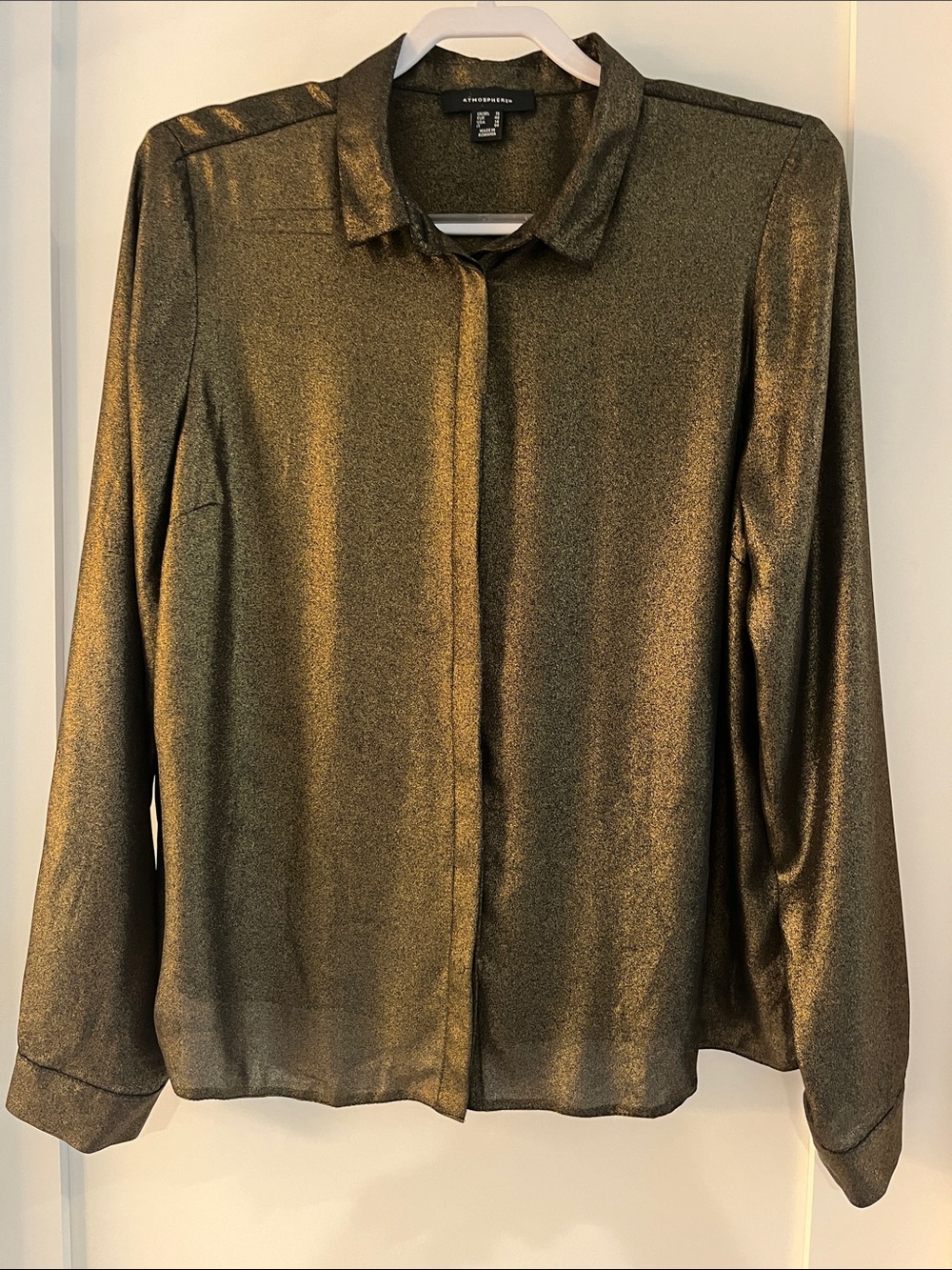 ATMOSPHERE Gold Metallic Long-Sleeve Blouse